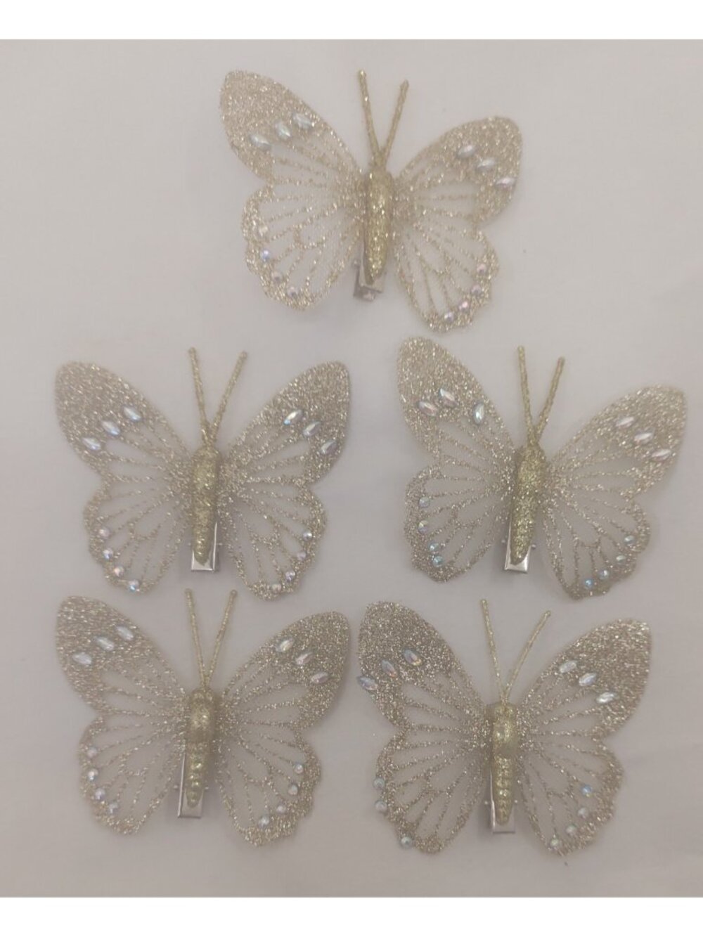 Glitter Butterfly Hair Clips Sheer Iridescent Mesh Wedding Prom Lot of 5